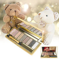 Pevor 9 Color Shimmering Eyeshadow Powder Long Lasting High Pigment Diamond Bright Pearl Eyeshadow with Shiny Gold Case and A Mirror Inside