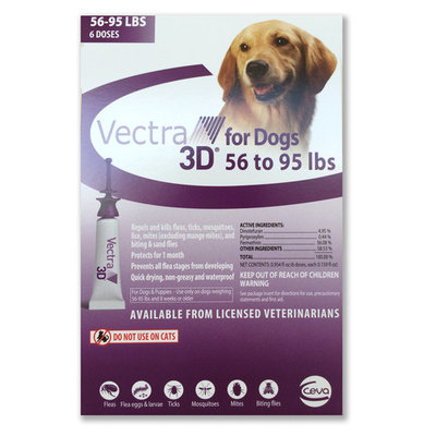Vectra 3D PURPLE for Dogs 56-95 lbs - 6 Doses