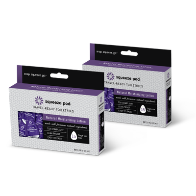 Squeeze Pod Single Use Natural Moisturizing Lotion - 30 Single Use Pods Dark Purple - Squeeze Pod Travel Comfort and Health