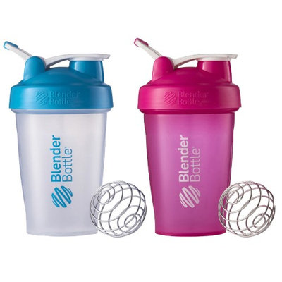 Blender Bottle 2-Pack Classic 20 oz. Shaker w/ Loop Top - Clear/Aqua & Pink