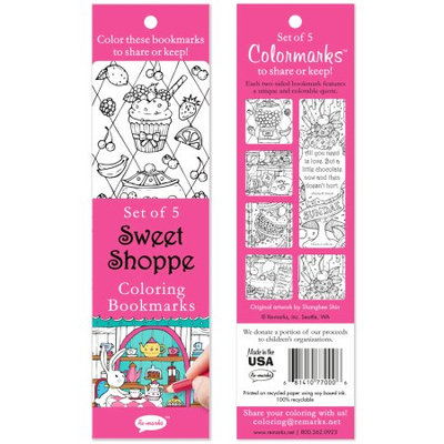 Re-marks Coloring Bookmarks 5/Pkg-Sweet Shoppe