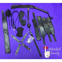 Sexual Restraints Full Set, for Him and Her, Black Leather Full 10 Piece kit is Made of only The Highest Quality Material. for BDSM, S&M, Foreplay. Comes with Free Sex Dice Get It Now on Sale