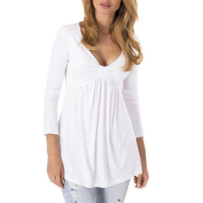 Hot Sale! Clearance! Plus Size! Todaies Women Spring Casual Basic Solid Laciness Stitching Half Sleeve T-shirt Top Blouse