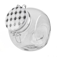 Blue Harbor Slant Treat Jar with Black and White Paw Print Lid