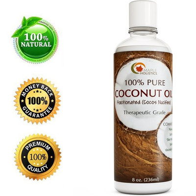 Maple Holistics 100% Pure Coconut Oil, Anti-Aging + Pregnancy, Natural Skin & Hair Care Product, 8oz