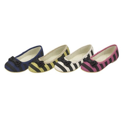 Toddler Little Girls Lime Green Blue Black Stripe Flat Shoe 5T-2