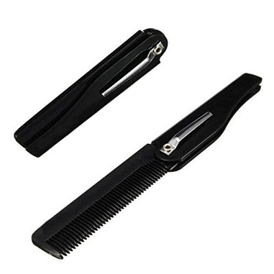 1 Pack Comb Hairbrush Portable Horn Folding Business Travel Plastic Combs Hairdressing Brush Hair Styling Tools Combo Pocket Long Round Handle Holder Elegant Popular Beard Natural Grooming Girl Kit