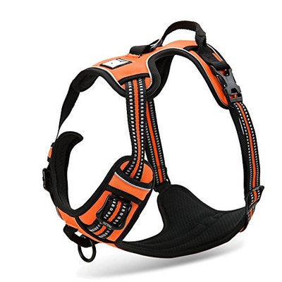 Chai's Choice Best Outdoor Adventure Dog Harness. 3M Reflective Vest Two Leash Attachments. Caution - Please Measure Dog Before Ordering! Matching Leash Collar Available