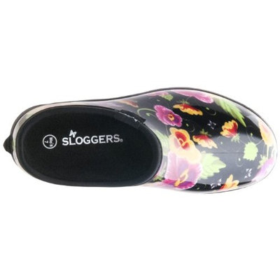 Sloggers Women's Rain & Garden Shoes - Black Pansy Print