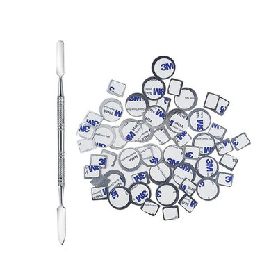 Allwon 56Pcs Metal Stickers for Magnetic Palette Empty Eyeshadow Makeup Palette + Depotting Spatula (28Pcs Round + 28Pcs Square)