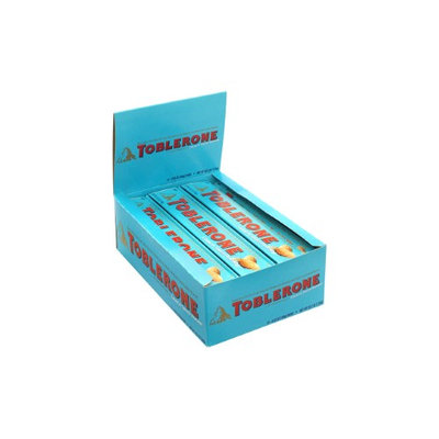 TOBLERONE Milk Chocolate and Crunchy Salted Almond Bar, 3.52 oz, 12 Count