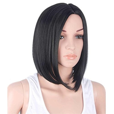 Huphoon Natural Synthetic Wigs Mid-Long Straight Bob Yellow Wigs Heat Friendly for Costume