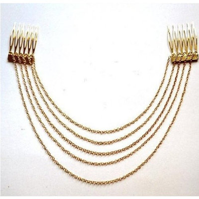 Susen New 1x Rock Punk Women Long Silver Gold Tassel Hair Accessory Tuck Comb Hairpin Clip