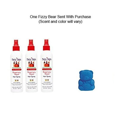 Rosemary Repel® Hair Spray, 8 oz Set of Three Bottles with Bubbles Fizzy Bears 1 Piece (Scent Will Vary)