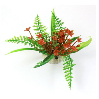 Aquarium Fish Bowl Landscaping Water Plant Ornament Green Red 3.5