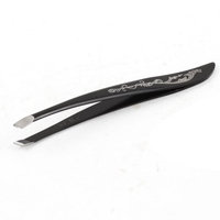 Ladies Metal Cosmetic Black Floral Print Eyebrow Tweezer