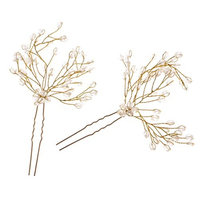 Dovewill 2pcs Wedding Party Bridal Handmade Clear Rhinestone Gold Twisted Wire Hairpins Hair Clips Women Hair Accessories
