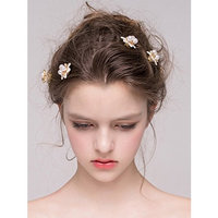 Missgrace Bridal Gold Flower Hair Pins Women Rhinestone Headpiece Wedding Leaf Hair Pins Clips Bridal Hair Jewelry Wedding Hair Accessories Set of 5