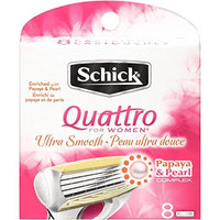 Schick Quattro for Women Razor Refill, Ultra Smooth, 4 Count (Pack of 2) + FREE Luxury Luffa Loofah Bath Sponge On A Rope, Color May Vary