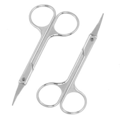 2 Pcs Mini Silver Tone Cuticle Hair Eyebrow Nail Trim Beauty Scissor