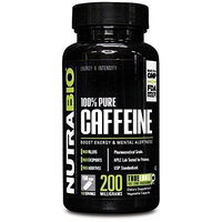 NutraBio 100% Pure Caffeine (200mg) - 150 Vegetable Capsules