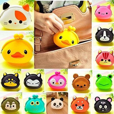 OURBAG Women Girls Wallet Kawaii Cute Cartoon Animal Silicone Jelly Coin Bag Purse Kids Gift Squirrel