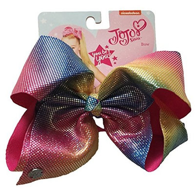 JoJo Siwa Signature Collection Hair Bow - Rainbow with Silver Iridescent Dots