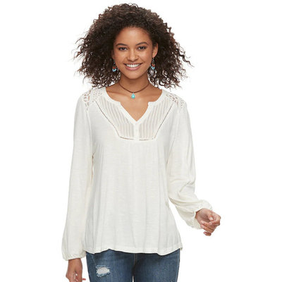 Juniors' American Rag Lace Henley Top