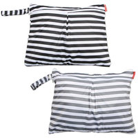 Damero 2pcs Travel Wet and Dry Bag with Handle for Cloth Diaper, Pumping Parts, Clothes, Swimsuit and More, Easy to Grab and Go (Small, Gray Srips+ Black Strips)
