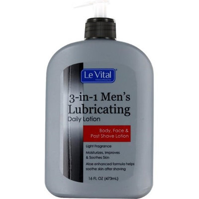 Le Vital 2122779 3-in-1 Mens Lubricating Daily Lotion for Body Face & Post Shave Lotion - Case of 12
