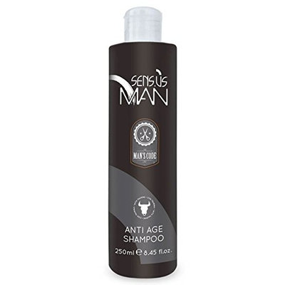 Sensus Man ITALIAN ANTI-AGE SHAMPOO, remove the yellowish color of the gray hairs. For Natural or Colored White Hair, Clean & Neutralizes Any Yellow Tones. 250 ml/8.45 oz. Made in Italy