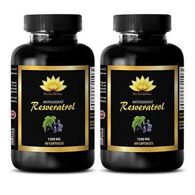 Brain supplement - PURE RESVERATROL SUPPLEMENT 1200 mg - Resveratrol vitamins - 2 Bottles 120 Capsules