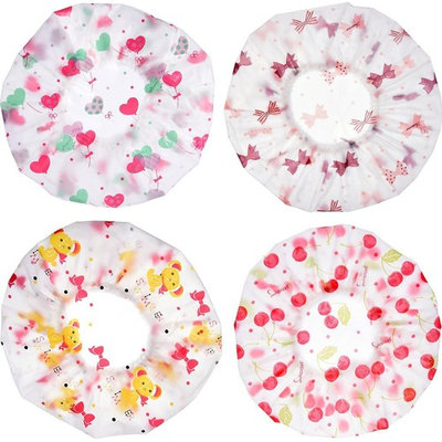 eBoot 10 Pieces Shower Cap Elastic Waterproof Bath Cap Plastic Bathing Hair Cap Lady Salon Hat