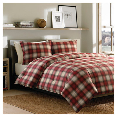 Eddie Bauer Navigation Plaid Comforter Mini Set - Red (Full/Queen)
