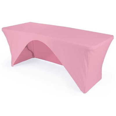 LA Linen TCSpandex-OB96x30x30-PinkLightX37 Rectangular Open Back Spandex Tablecloth Light Pink - 96 x 30 x 30 in.