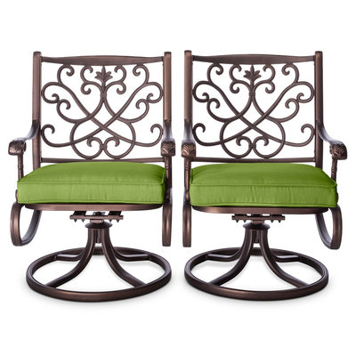 Patio Dining Chair: Threshold Folwell Cast Aluminum Swivel Dining Chairs (2pk)-Green, Green
