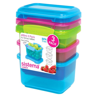 Sistema Klip It 3pk 13.5oz Color Containers, Multi-Colored