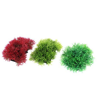 Fish Tank Aquarium Artificial Plastic Aquatic Plant Decor Green Red 12x8cm 3pcs