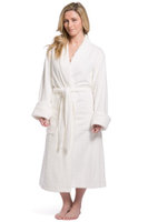 Fishers Finery Women's Resort / Spa Style Bamboo Viscose/Cotton Terry Robe; Full Length with Rolled Cuff-S/M / White