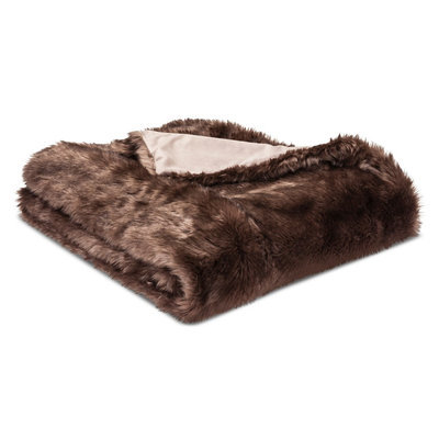 Throw Blanket Faux Fur - Threshold, Brown