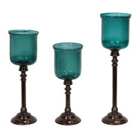 Entrada Chic Hurricane Glass Candle Holder - Set Of 3 - Benzara