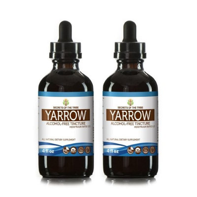 Secrets Of The Tribe Yarrow Tincture Alcohol-FREE Extract, Organic Yarrow (Achillea millefolium) Dried Leaf and Flower 2x4 oz