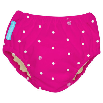 Charlie Banana Reusable Swim Diaper, Hot Pink/White Dot, L, Dots On Hot Pink
