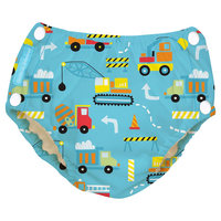 Charlie Banana Reusable Easy Snaps Swim Diaper, Under Construction M, Multicolored