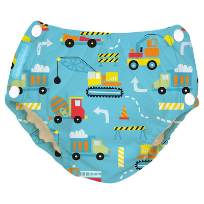 Charlie Banana Reusable Easy Snaps Swim Diaper, Under Construction M, Multicolored
