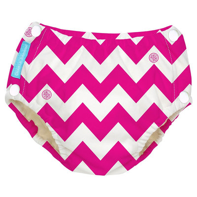 Charlie Banana Reusable Easy Snaps Swim Diaper, Pink Chevron, XL, Multicolored