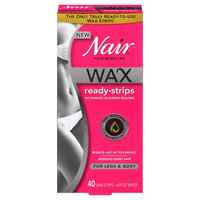 Nair Wax Ready Strips Hair Remover for Legs & Body - 40 ct