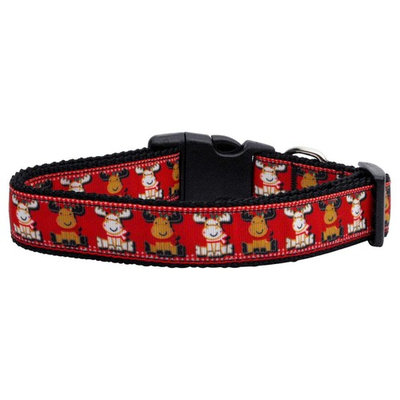 Reindeer Nylon Ribbon Dog Collar XL