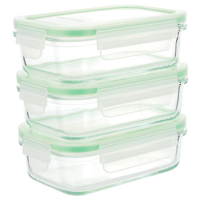 Kinetic Go Green Glassworks Kinetic GoGreen Glassworks 6-Piece Rectangular Oven Safe Glass Food Storage Container Set with Lid; 14 oz, Clear