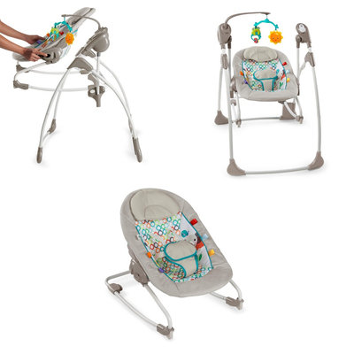 Bright Starts Rock and Swing 2-in-1 - Jungle Stream, Lt Grey